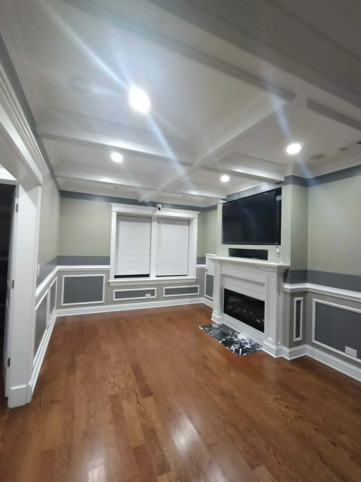 Living room renovation with fireplace